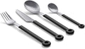 mono Ring Flatware Sets in Black, White, Blue and Grey (Black, 4pc Set)