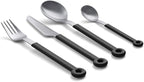 mono Ring Flatware Sets in Black, White, Blue and Grey (Black, 4pc Set)