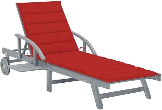 Camp Chair Lawn Chair Outside chairsPatio Sun Lounger with Cushion Solid Acacia WoodSuitable for Gardens, courtyards, and patios