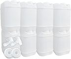 5-Gallon Stackable Water Storage Containers, 5 Gallons w/10 Lids + 2 Spigot, Easy Fill, Survial Supply Emergency Water Storage for Camping and Disaster Preparedness, RV, 40 Gallon (8 Tanks)