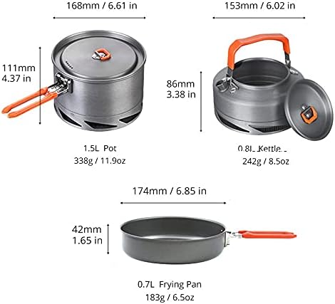 Camping Utensils Dishes Cookware Set Picnic Hiking Heat Exchanger Pot Kettle Outdoor Tourism Tableware