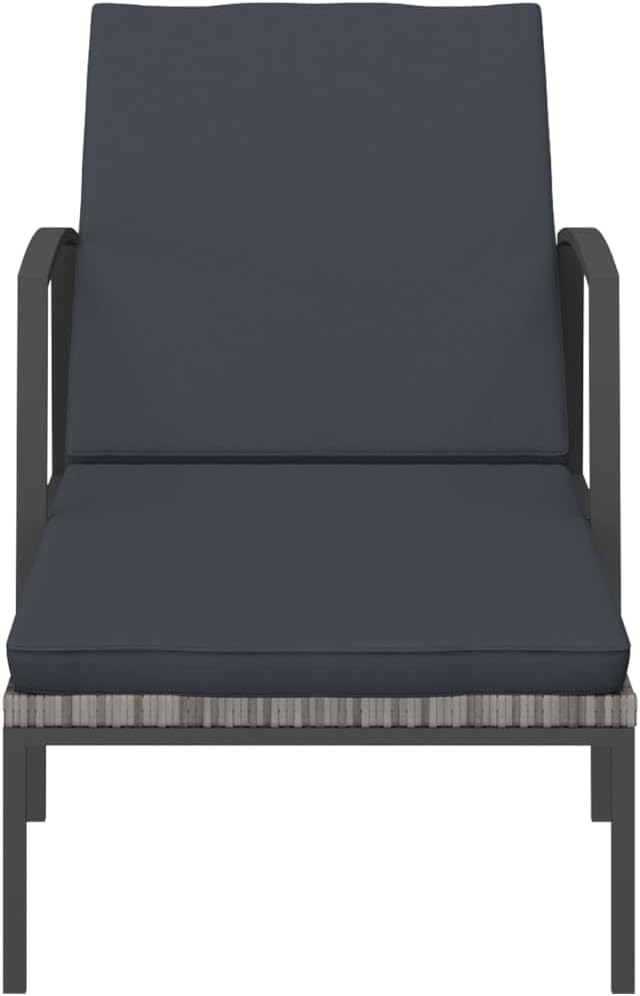 Patio Furniture Beach Chair Camping Chairs Outdoor Chairs Patio Sun Lounger with Cushion Poly Rattan Gray for Sunbathing, Camping, Pool, Beach, Patio