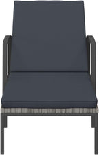 Patio Furniture Beach Chair Camping Chairs Outdoor Chairs Patio Sun Lounger with Cushion Poly Rattan Gray for Sunbathing, Camping, Pool, Beach, Patio