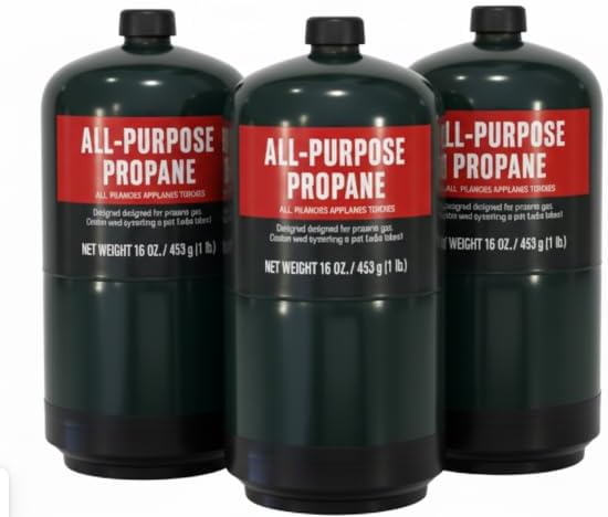 Propane Replacement Fuel Cylinders Camping- 16 Oz (3 Pack) Factory Pre-filled and Ready to Use