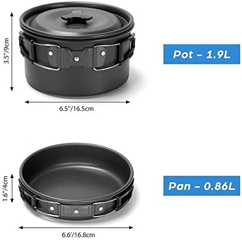 1 Set Outdoor Pans Camping Cookware Picnic Cooking Set Non-Stick Tableware with Foldable Spoon Fork Knife Kettle Cup