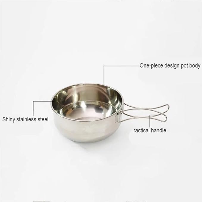 JSEIAJB Outdoor Camping 304 Stainless Steel Folding Bowl Portable Cookware Picnic Tableware 500Ml/700Ml Bowl with Folding Handle