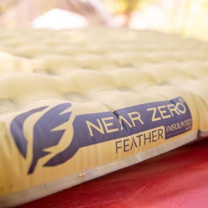 NEAR ZERO Blow Up Mattress for Camping Gear - Inflatable Sleeping Pad with R-Value of 3.7, Dual-Plated Aluminum, Soft and Noise-Free Sleep, Reliable Valve, Sleeping Mattress for Camping Tent.