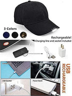 ELETINA Rechargeable Baseball Cap LED Headlight with USB Cable and Battery, Suitable for Outdoor Camping Night Fishing, Mountain Climbing, Night Riding/Hiking and Auto Repair (Black)