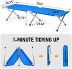 Portable Folding Camping Cot, Heavy Duty Sleeping Bed with Carrying Bag, 610D Oxford Cloth & Lightweight Aluminum Frame, 275lbs Load, Outdoor Cot for Adults, Travel, Hiking, Office (Blue, 2 Pack)