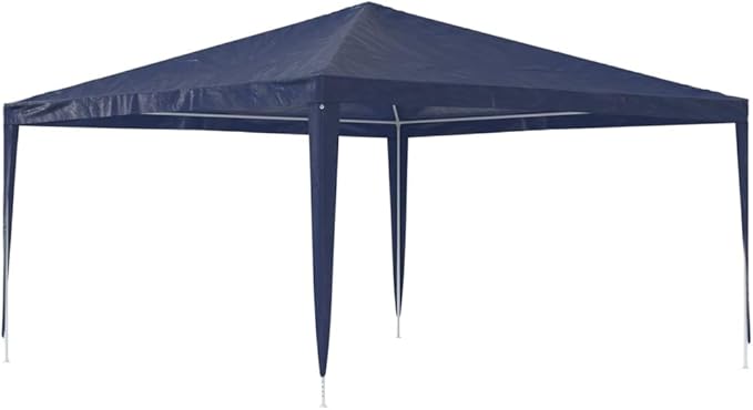 Large Party Tent Blue Polyethylene with Iron Frame, Sturdy Outdoor Shelter for Gatherings, 157.5 x 157.5 Inches, Easy Assembly, Weather-Resistant Fabric, Spacious Canopy