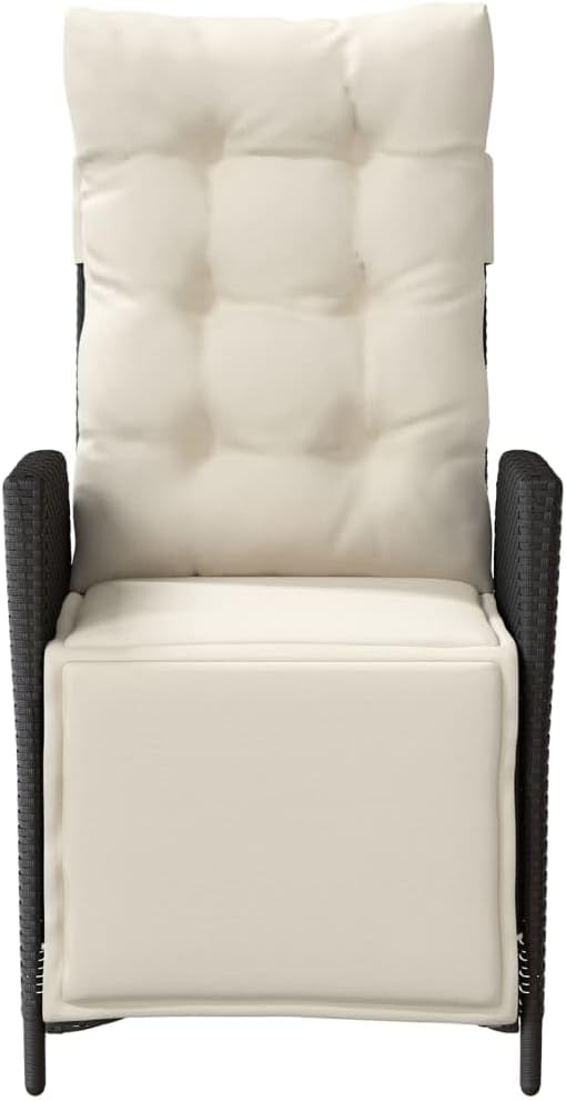 Reclining Patio Chair with Footrest Black Poly Rattan Porch Chairs Camping Chairs Patio Chairs Living Room Chairs for Dining Patio Bedroom Outdoor