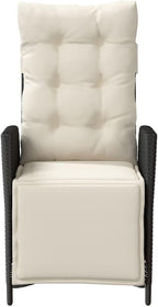 Reclining Patio Chair with Footrest Black Poly Rattan Porch Chairs Camping Chairs Patio Chairs Living Room Chairs for Dining Patio Bedroom Outdoor