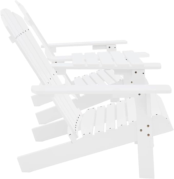 Patio Adirondack Chairs with Tea Table,Garden Chair,Leisure Chair,Bistro Chair,Leisure Chair,Camping Chair,Outdoor Chairs,Conversation Chair,for Patio,Balcony,Party, Solid Wood Fir White