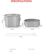 Outdoor Camping Pure Titanium Lunch Box Folding Handle bento Box Mountaineering Ultra-Light Tableware，2pcs/Set
