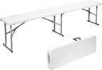 Plastic Folding Bench - Portable Bench Used for Indoor, Outdoor, Picnic, Party, Camping, Dining Seat, Garden Soccer Multipurpose Entertaining Activities, White (2, White, 6 Feet)
