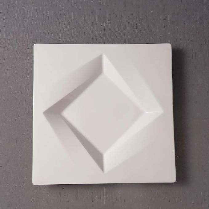 Camping Plates Restaurant Ceramic Tableware Western Steak Dessert Plate Rotating Square Plate White Special-Shaped Plate Decorative Plate