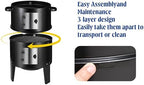 3-in-1 Vertical Charcoal Smoker Grills For Backyard Barbecues, 17 Inch Portable Smoker bbq Grill with Thermometers and 2 Access Doors for Parties Outdoor Camping Cooking (17 Inch)