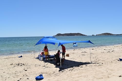 Basecamp Plus Beach Shade Sun Shelter | 9.5x6.5 Ft Beach Cabana, Portable Sun Shade Canopy, Outdoor Camping Canopy, Beach, Picnic, Backyard, Pool | Converts to Hammocks, Sand Anchors