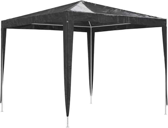 Party Tent Anthracite Polyethylene Steel Frame 8.2 x 8.2 ft Outdoor Shelter for Gatherings with Water-Resistant Canopy and Easy Assembly