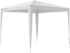 White Polyethylene Party Tent with Iron Frame 8.2 x 8.2 ft Outdoor Canopy for Gatherings and Celebrations, Waterproof and UV Resistant, Easy Setup, Durable Shelter