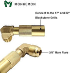 Monkemon 12FT Propane Quick Connect Hose RV to Grill, Low Pressure Propane Elbow Adapter with Extension Hose for Blackstone 17" and 22" Griddle, For Camp Chef Stove Portable Fire Pit