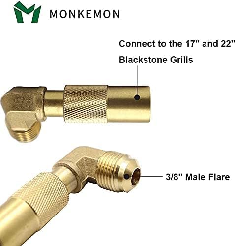 8FT Propane Quick Connect Hose RV to Grill, Propane Elbow Adapter with Extension Hose For Blackstone 17" and 22" Griddle, Camp Chef Stove, Portable Fire Pit