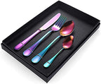 Premium 16-Piece Silverware Set - 304 Stainless Steel Cutlery with Black Handles, Includes Knife, Fork & Spoon for 4 People - Perfect for Dining & Entertaining