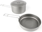 2-piece Pure Titanium Folding Pot Set, Portable Tableware, Suitable For Outdoor Camping