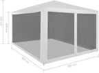 Pemberly Row 9.8' x 9.8' Party Tent, White PE Roof, Heavy-Duty Steel Frame, UV & Water Proof, 4 Mesh Sidewalls with Zipped Entrance, Outdoor Canopy for Events, Weddings, BBQs, Festivals