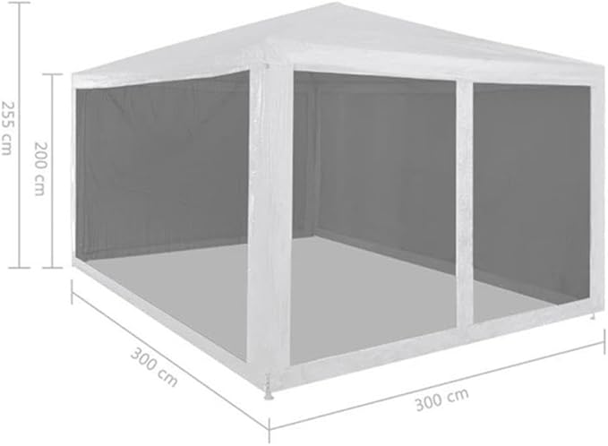 Pemberly Row 9.8' x 9.8' Party Tent, White PE Roof, Heavy-Duty Steel Frame, UV & Water Proof, 4 Mesh Sidewalls with Zipped Entrance, Outdoor Canopy for Events, Weddings, BBQs, Festivals
