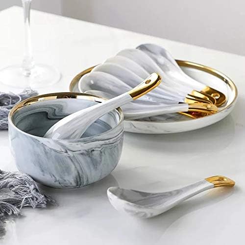 GaRcan Dinner Plate Marble Ceramic Plates Gold Inlay Steak Plate Nordic Style Tableware Bowl Dessert Dinner Dish for Kitchen Dinnerware Set