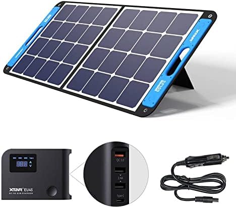 XTAR SP100 100W Portable Solar Panel with Adjustable Kickstand, Foldable Solar Power Backup for Outdoor Camping Van RV