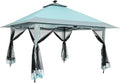 GarveeHome 13x13 Pop-Up Canopy Tent with Mosquito Netting, Heavy Duty Gazebo with Waterproof UV Double Roof, 169 Sq.Ft Shade, Instant Outdoor Shelter for Patio, Backyard, Garden, Light Blue
