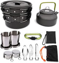MDybf Camping Cookware Set, Portable Kitchen Utensil Kit, Kitchen Cooking with Folding Handle Travel Tableware Lightweight Bowls, Pot Pan Set for Family Outdoor Backpacking Hiking Picnic Camping BBQ