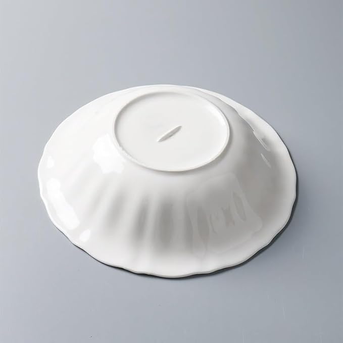 Camping Plates 8.75-inch Hotel Kitchen Tableware White Porcelain Lace Plate with Different Patterns Deep Bowl Club Restaurant Creative Dish Special Cold Decorative Plate(10.75 in)