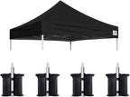 Eurmax USA Pop Up Canopy Replacement Canopy Tent Top Cover, Instant Canopy Top Cover ONLY,Bonus 4PC Pack Weight Bag (8x8, Black)