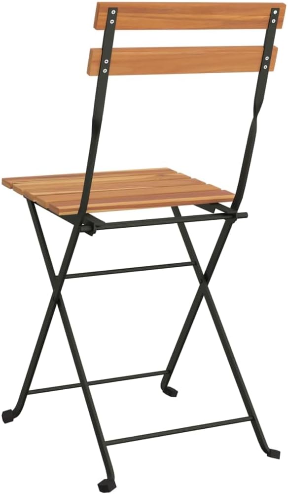 Folding Bistro Chairs 4 pcs,Outdoor Chairs,Garden Chair,Kitchen Chairs,Camping Chair,Leisure Chair,Decorative Chair,Conversation Chair,for Patio,Balcony,Party,Solid Wood Teak and Steel