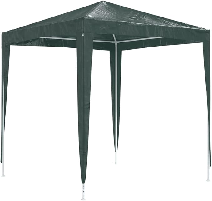 Green PE Canopy Party Tent with Steel Frame 6.6 x 6.6 ft Outdoor Shelter for Events and Gatherings Water-Resistant UV-Resistant Fabric