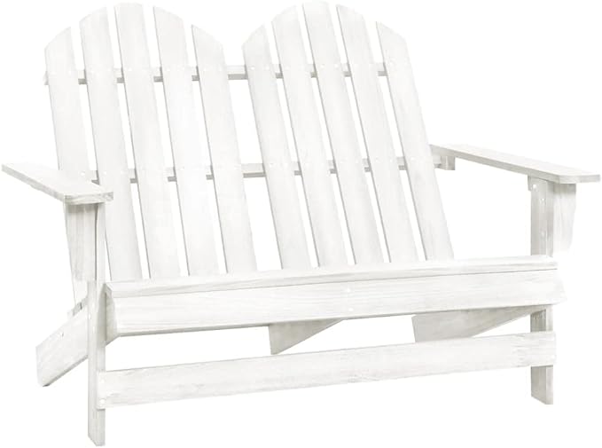 2-Seater Patio Adirondack Chair,Outdoor Chairs,Leisure Chair,Reception Chair,Garden Chair,Decorative Chair,Camping Chair,Conversation Chair,for Patio,Balcony,Party,Solid Wood Fir White