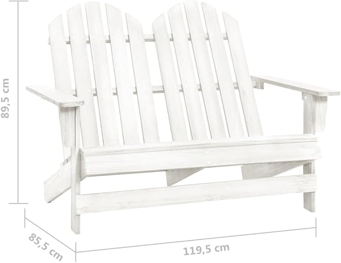 2-Seater Patio Adirondack Chair,Outdoor Chairs,Leisure Chair,Reception Chair,Garden Chair,Decorative Chair,Camping Chair,Conversation Chair,for Patio,Balcony,Party,Solid Wood Fir White