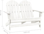 2-Seater Patio Adirondack Chair,Outdoor Chairs,Leisure Chair,Reception Chair,Garden Chair,Decorative Chair,Camping Chair,Conversation Chair,for Patio,Balcony,Party,Solid Wood Fir White