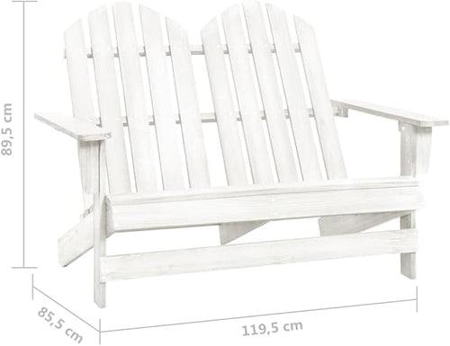2-Seater Patio Adirondack Chair,Outdoor Chairs,Leisure Chair,Reception Chair,Garden Chair,Decorative Chair,Camping Chair,Conversation Chair,for Patio,Balcony,Party,Solid Wood Fir White