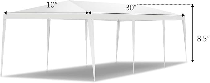 Tangkula 10x30 Ft Canopy Tent, Heavy Duty Party Tent with 5 Removable Sidewalls, Wind Ropes, Ground Stakes, Outdoor White Wedding Tents for Parties, Events, Backyard