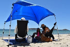 Basecamp Plus Beach Shade Sun Shelter | 9.5x6.5 Ft Beach Cabana, Portable Sun Shade Canopy, Outdoor Camping Canopy, Beach, Picnic, Backyard, Pool | Converts to Hammocks, Sand Anchors
