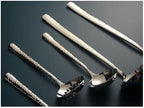 Cutlery Set Pieces Service Stainless Steel Titanium Flatware,Silverware Flatware Cutlery Set， 1/4/6/8/10/12 Pcs 304 Stainless Steel Thickened Hammer Pattern Soup Shell Hot Pot Colander，Rose