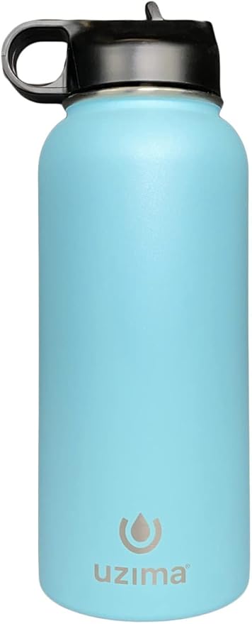 Uzima - Z-Source Filtered Water Bottle for Hiking, Backpacking, Camping, and Travel. Large 32oz Capacity with Double-Walled Stainless Steel Exterior.
