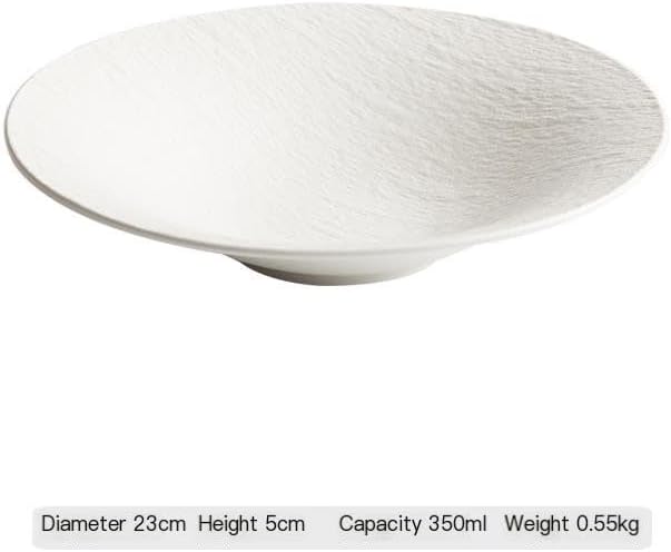 Camping Plates Creative Characteristic Hotel Tableware Ceramic Deep Plate Black and White Frosted Western Deep Soup Plate Home Soup Bowl Decorative Plate(9inch)