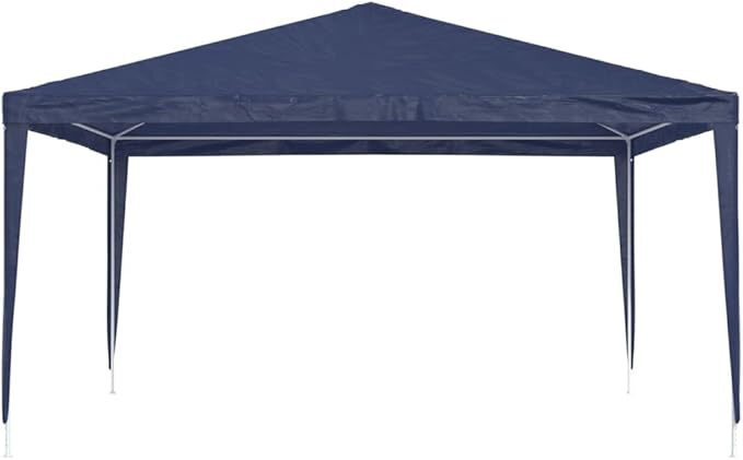 Large Party Tent Blue Polyethylene with Iron Frame, Sturdy Outdoor Shelter for Gatherings, 157.5 x 157.5 Inches, Easy Assembly, Weather-Resistant Fabric, Spacious Canopy