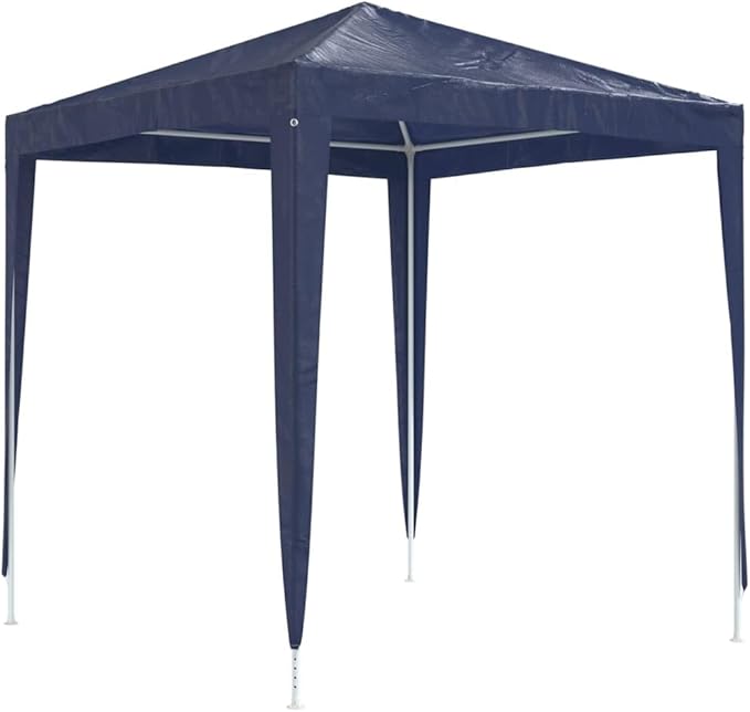 Blue Polyethylene Party Tent 6.6 x 6.6 ft Outdoor Canopy for Summer Events and Weddings with UV-Resistant Waterproof Cover and Sturdy Iron Frame