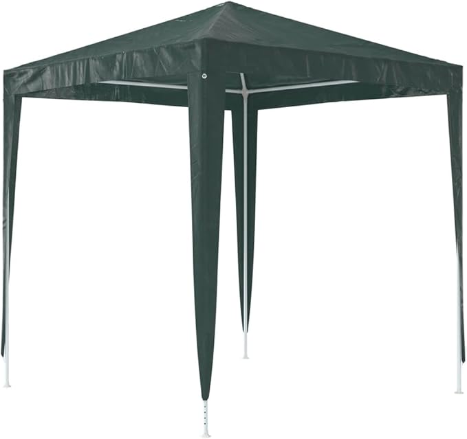 Green PE Canopy Party Tent with Steel Frame 6.6 x 6.6 ft Outdoor Shelter for Events and Gatherings Water-Resistant UV-Resistant Fabric